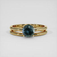 1.07 Ct. Bluish Green Sapphire Ring, 14K Yellow Gold 1