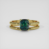 2.08 Ct. Bluish Green Sapphire Ring, 14K Yellow Gold 1