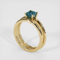 0.85 Ct. Greenish Blue Sapphire Ring, 14K Yellow Gold 2