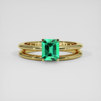 0.75 Ct. Emerald Ring, 18K Yellow Gold 1