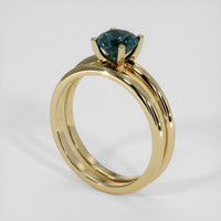 1.07 Ct. Bluish Green Sapphire Ring, 18K Yellow Gold 2
