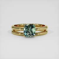 2.00 Ct. Bluish Green Sapphire Ring, 18K Yellow Gold 1