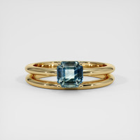 0.85 Ct. Greenish Blue Sapphire Ring, 18K Yellow Gold 1