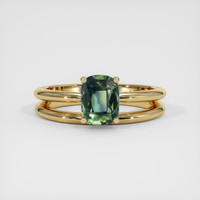 2.02 Ct. Bluish Green Sapphire Ring, 18K Yellow Gold 1