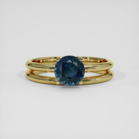 1.27 Ct. Greenish Blue Sapphire Ring, 18K Yellow Gold 1