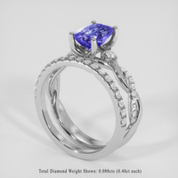 2.06 Ct. Bi Color (Peacock) Tanzanite Ring, Platinum 950 2