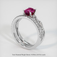 0.91 Ct. Pinkish Red Ruby Ring, Platinum 950 2