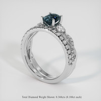 1.28 Ct. Greenish Blue Sapphire Ring, Platinum 950 2