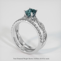 0.92 Ct. Greenish Blue Sapphire Ring, Platinum 950 2