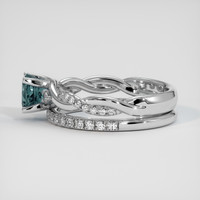 0.92 Ct. Greenish Blue Sapphire Ring, Platinum 950 4