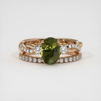 2.06 Ct. Green Sapphire Ring, 14K Rose Gold 1