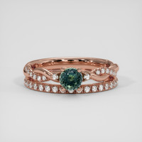 1.09 Ct. Greenish Blue Sapphire Ring, 18K Rose Gold 1