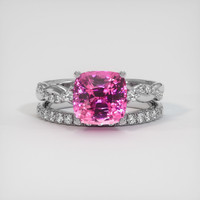 3.13 Ct. Pink Sapphire Ring, 10K White Gold 1