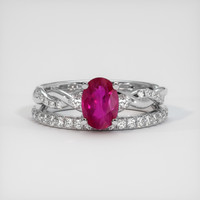 0.97 Ct. Pinkish Red Ruby Ring, 10K White Gold 1