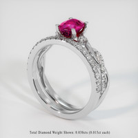 0.94 Ct. Pinkish Red Ruby Ring, 10K White Gold 2