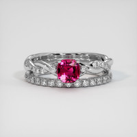0.76 Ct. Pinkish Red Ruby Ring, 10K White Gold 1