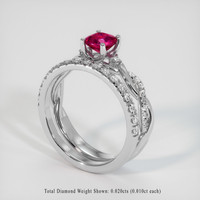 0.76 Ct. Pinkish Red Ruby Ring, 10K White Gold 2