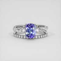2.06 Ct. Bi Color (Peacock) Tanzanite Ring, 14K White Gold 1