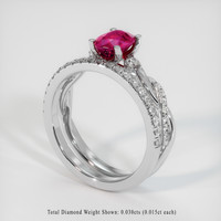 1.02 Ct. Pinkish Red Ruby Ring, 14K White Gold 2
