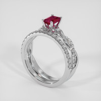 0.61 Ct. Pinkish Red Ruby Ring, 14K White Gold 2