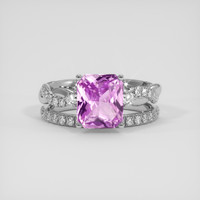 3.13 Ct. Pinkish Purple Sapphire Ring, 14K White Gold 1