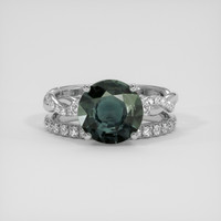 2.15 Ct. Bluish Green Sapphire Ring, 14K White Gold 1