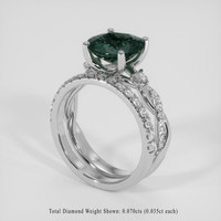 2.15 Ct. Bluish Green Sapphire Ring, 14K White Gold 2