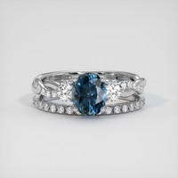 1.75 Ct. Greenish Blue Sapphire Ring, 14K White Gold 1