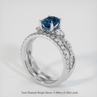 1.75 Ct. Greenish Blue Sapphire Ring, 14K White Gold 2