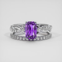 2.01 Ct. Purple Sapphire Ring, 14K White Gold 1