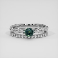 1.09 Ct. Greenish Blue Sapphire Ring, 14K White Gold 1