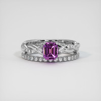 0.88 Ct. Purple Sapphire Ring, 14K White Gold 1