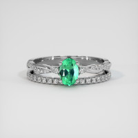 0.62 Ct. Emerald Ring, 18K White Gold 1