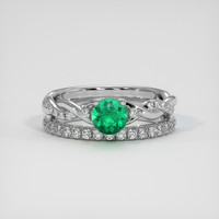 0.48 Ct. Emerald Ring, 18K White Gold 1