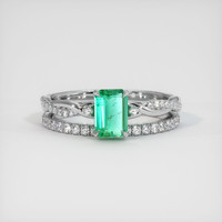 0.91 Ct. Emerald Ring, 18K White Gold 1