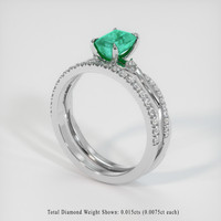 1.00 Ct. Emerald Ring, 18K White Gold 2