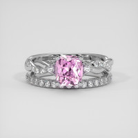 1.41 Ct. Pink Sapphire Ring, 18K White Gold 1
