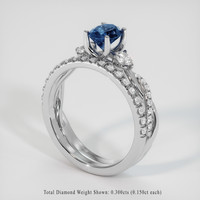 1.17 Ct. Blue Sapphire Ring, 18K White Gold 2