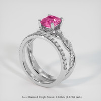 1.63 Ct. Pink Sapphire Ring, 18K White Gold 2