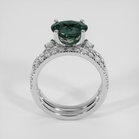 2.15 Ct. Bluish Green Sapphire Ring, 18K White Gold 3