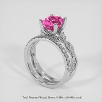 3.09 Ct. Pink Sapphire Ring, 18K White Gold 2