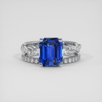 3.04 Ct. Blue Sapphire Ring, 18K White Gold 1