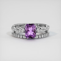 1.37 Ct. Purple Sapphire Ring, 18K White Gold 1