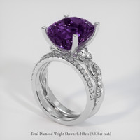 8.00 Ct. Purple Sapphire Ring, 18K White Gold 2