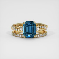 2.93 Ct. Greenish Blue Sapphire Ring, 10K Yellow Gold 1