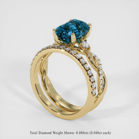 2.93 Ct. Greenish Blue Sapphire Ring, 10K Yellow Gold 2