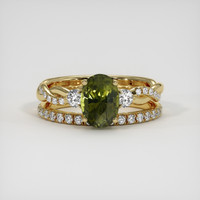 2.06 Ct. Green Sapphire Ring, 14K Yellow Gold 1