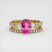 2.00 Ct. Pink Sapphire Ring, 14K Yellow Gold 1