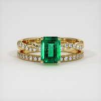 1.24 Ct. Emerald Ring, 18K Yellow Gold 1