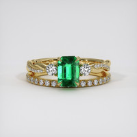 1.08 Ct. Emerald Ring, 18K Yellow Gold 1